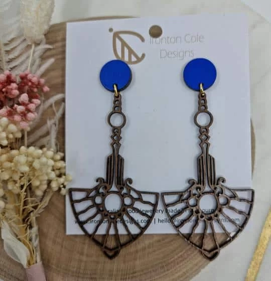 Women’s Art Deco Wooden Earrings