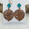 Women’s Wooden Monstera Earrings