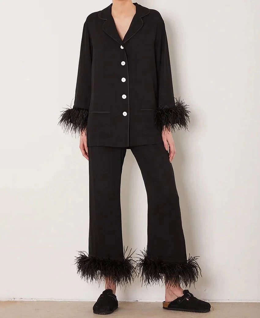 Women’s Feather Pyjamas Loungewear Set - Image 2