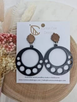 Women’s Double Circle Black Earrings